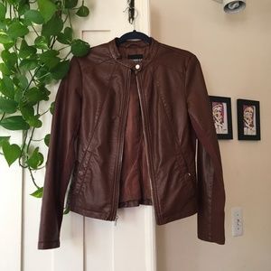 Express Cognac Brown Leather Jacket